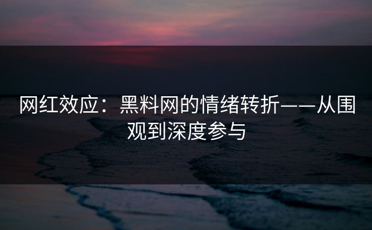 网红效应:黑料网的情绪转折——从围观到深度参与 网红效应:黑料网的情绪转折——从围观到深度参与